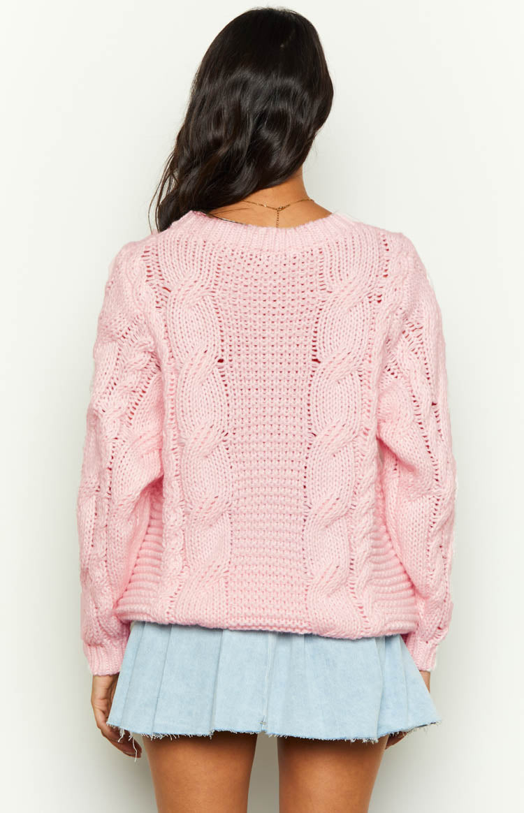 Everlea Pink Cable Knit Sweater Image