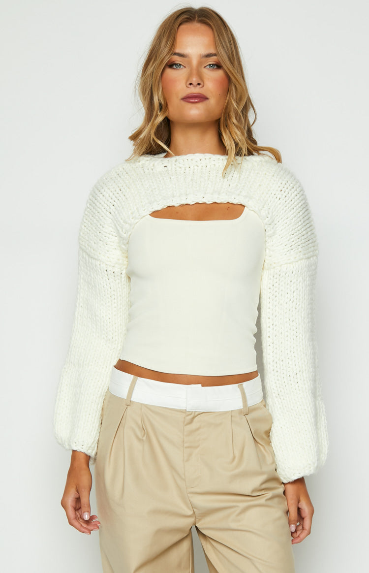 Ferla Cream Knit Shrug Beginning Boutique NZ