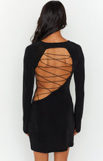 Florence Black Lace Up Mini Dress Image