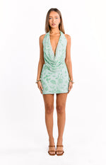 Gianna Teal Sequin Party Mini Dress Image