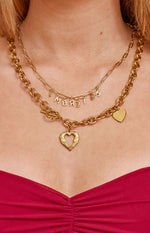 Gold Heart Chain Necklace Image