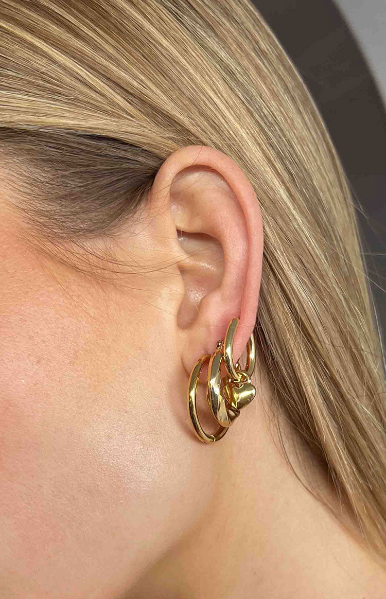 Harpie Gold Hoop Earrings Pack Beginning Boutique NZ