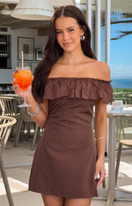 Haylie Brown Polka Dot Off Shoulder Mini Dress Image