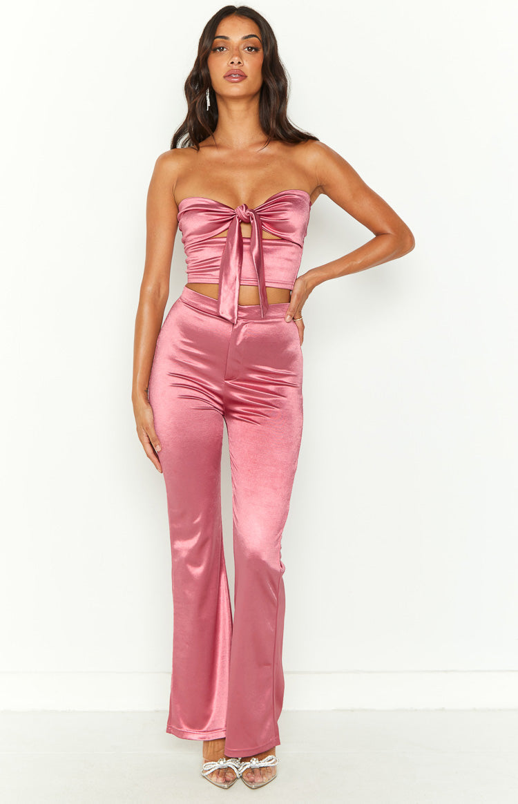 Indigo Pink High Waisted Flare Pants Image