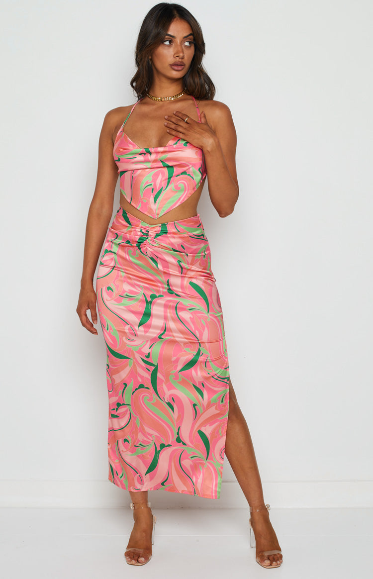 Ingrid Red Print Halter Top Image