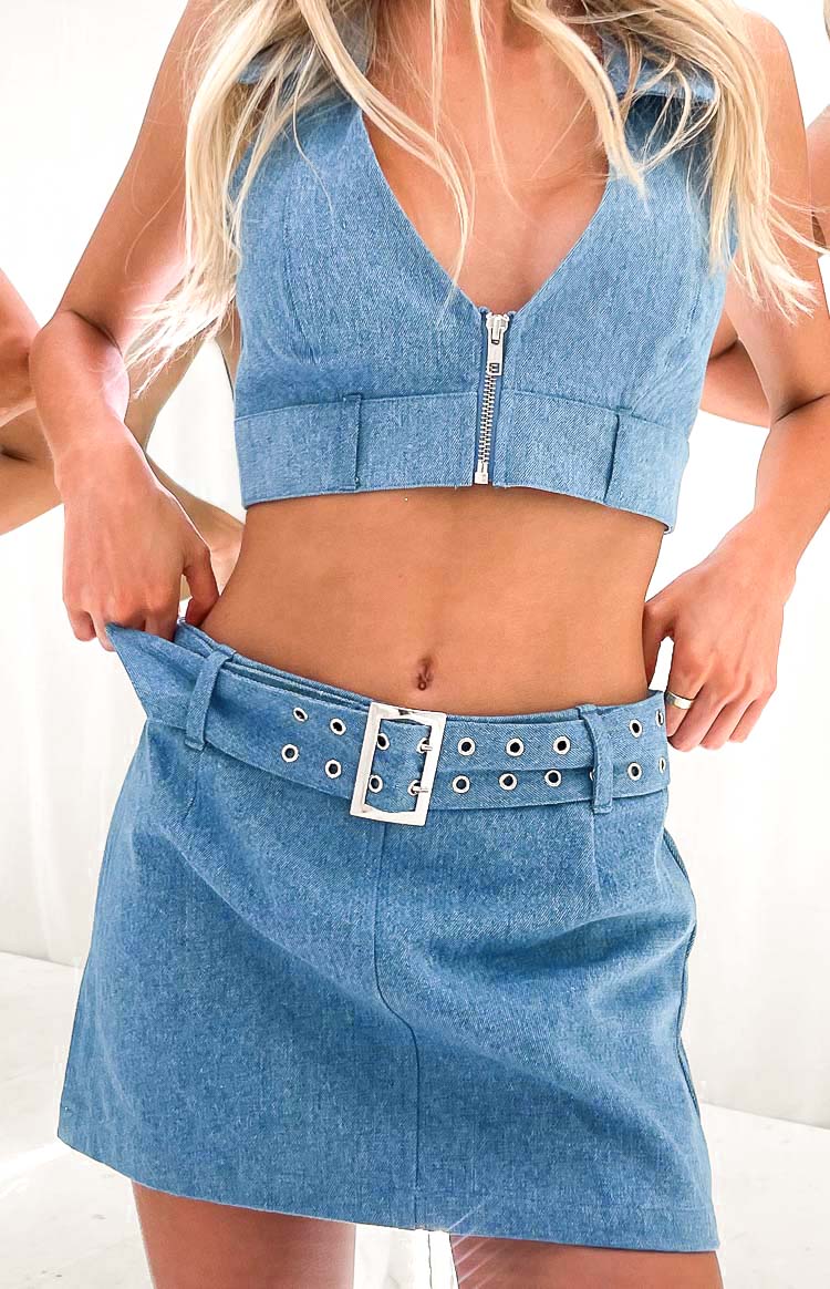 Jordie Blue Denim Mini Skirt Image