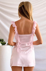 Joyce Pink Satin Mini Dress Image