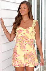 Joyce Yellow Bloom Chiffon Mini Dress Image