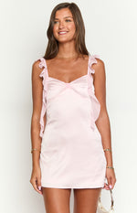 Joyce Pink Satin Mini Dress Image