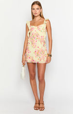Joyce Yellow Bloom Chiffon Mini Dress Image