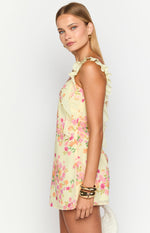 Joyce Yellow Bloom Chiffon Mini Dress Image
