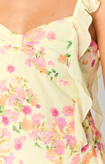 Joyce Yellow Bloom Chiffon Mini Dress Image