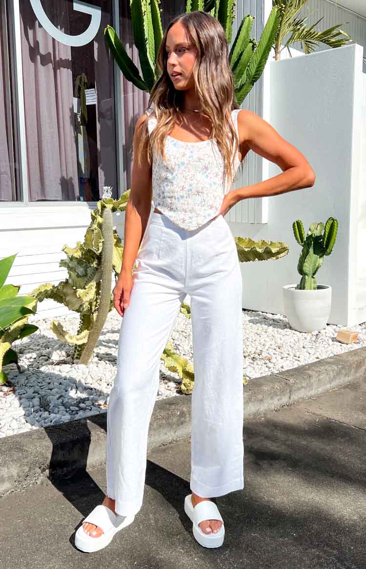 Julian Linen Pants White Beginning Boutique NZ
