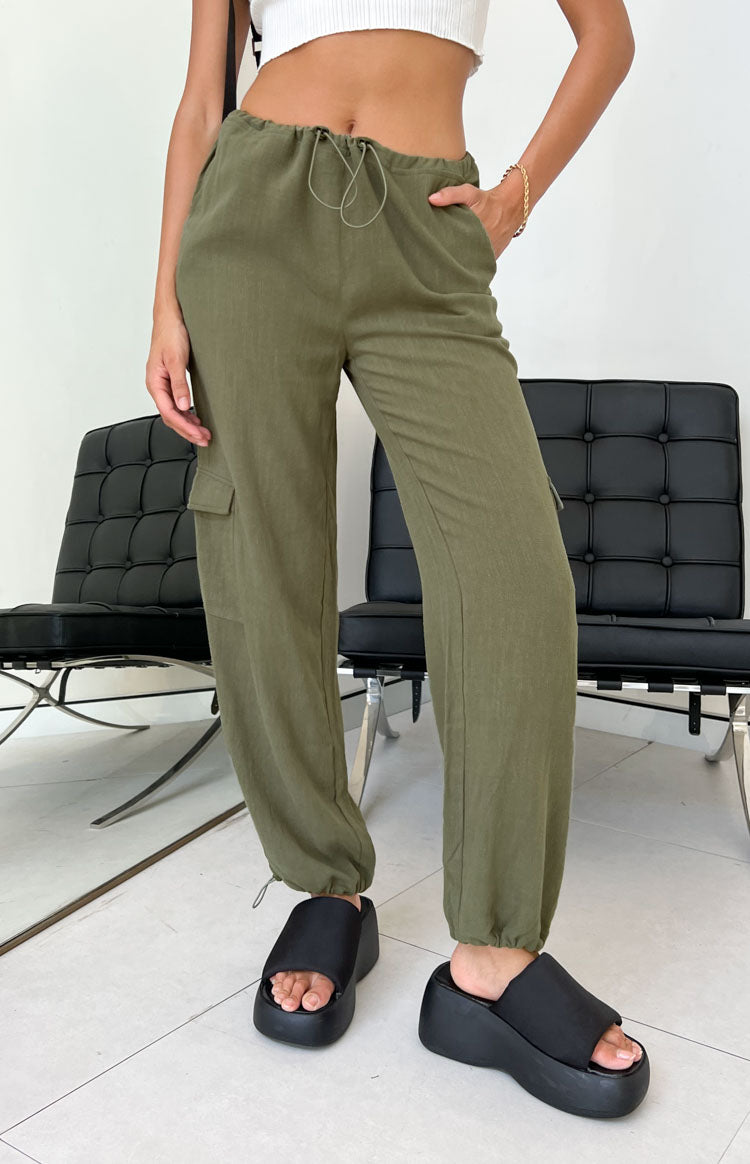 Kady Khaki Soft Cargo Pants Image