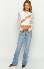Kalina White Lace Long Sleeve Top Image