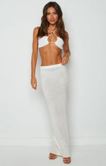 Kirsten White Low Waist Knit Skirt Image