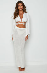 Kirsten White Low Waist Knit Skirt Image