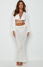 Kirsten White Low Waist Knit Skirt Image