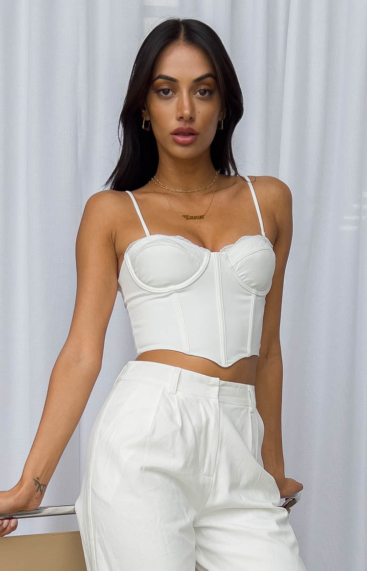 Lacie White Trim Corset Top Image