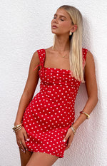 Layla Red Polka Dot Tie Back Mini Dress Image