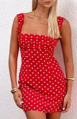 Layla Red Polka Dot Tie Back Mini Dress Image