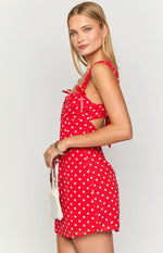 Layla Red Polka Dot Tie Back Mini Dress Image