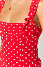 Layla Red Polka Dot Tie Back Mini Dress Image