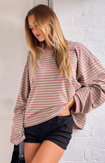 Lioness Bloom Muted Pastels Stripe Long Sleeve Top Image