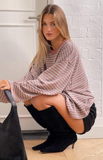 Lioness Bloom Muted Pastels Stripe Long Sleeve Top Image