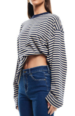 Lioness Bloom Navy Stripe Long Sleeve Top Image