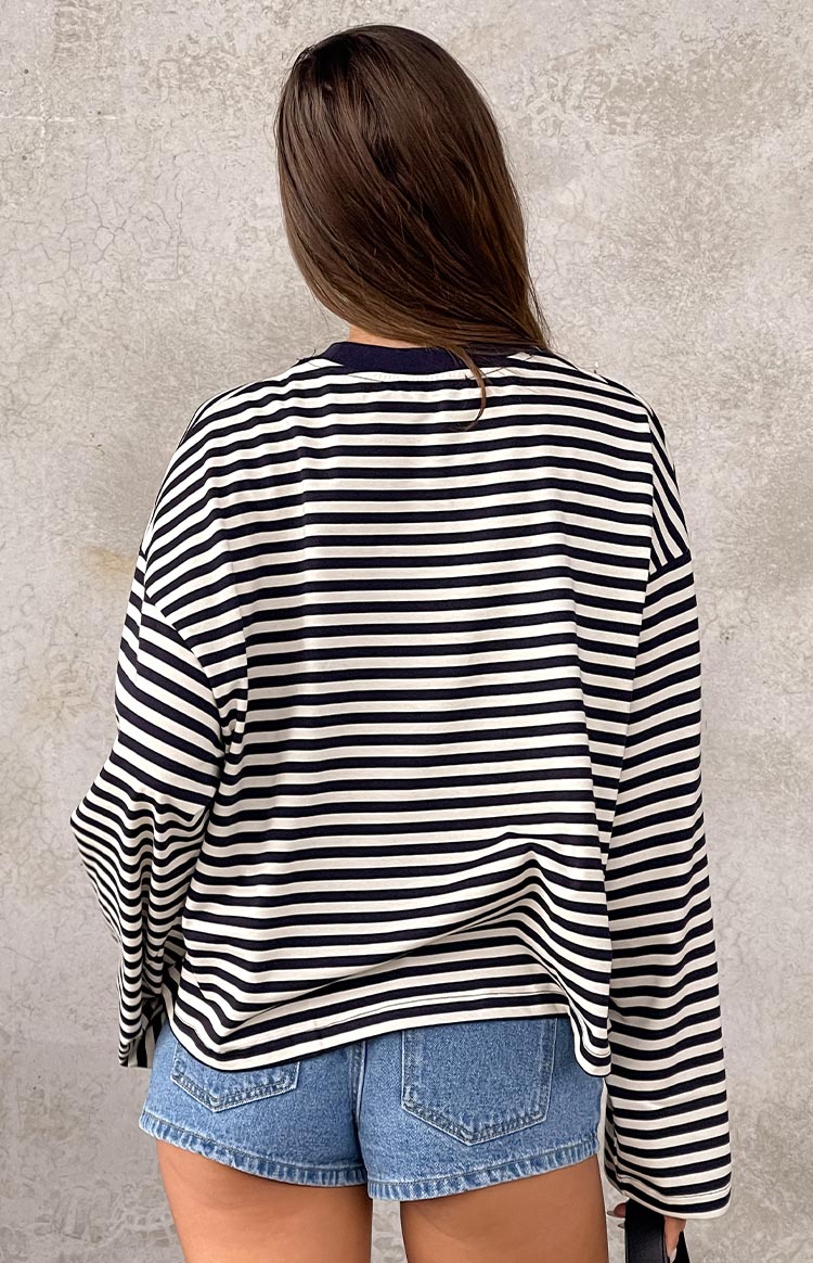 Lioness Bloom Navy Stripe Long Sleeve Top Image