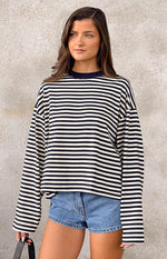 Lioness Bloom Navy Stripe Long Sleeve Top Image