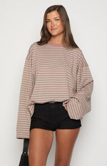 Lioness Bloom Muted Pastels Stripe Long Sleeve Top Image