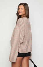 Lioness Bloom Muted Pastels Stripe Long Sleeve Top Image