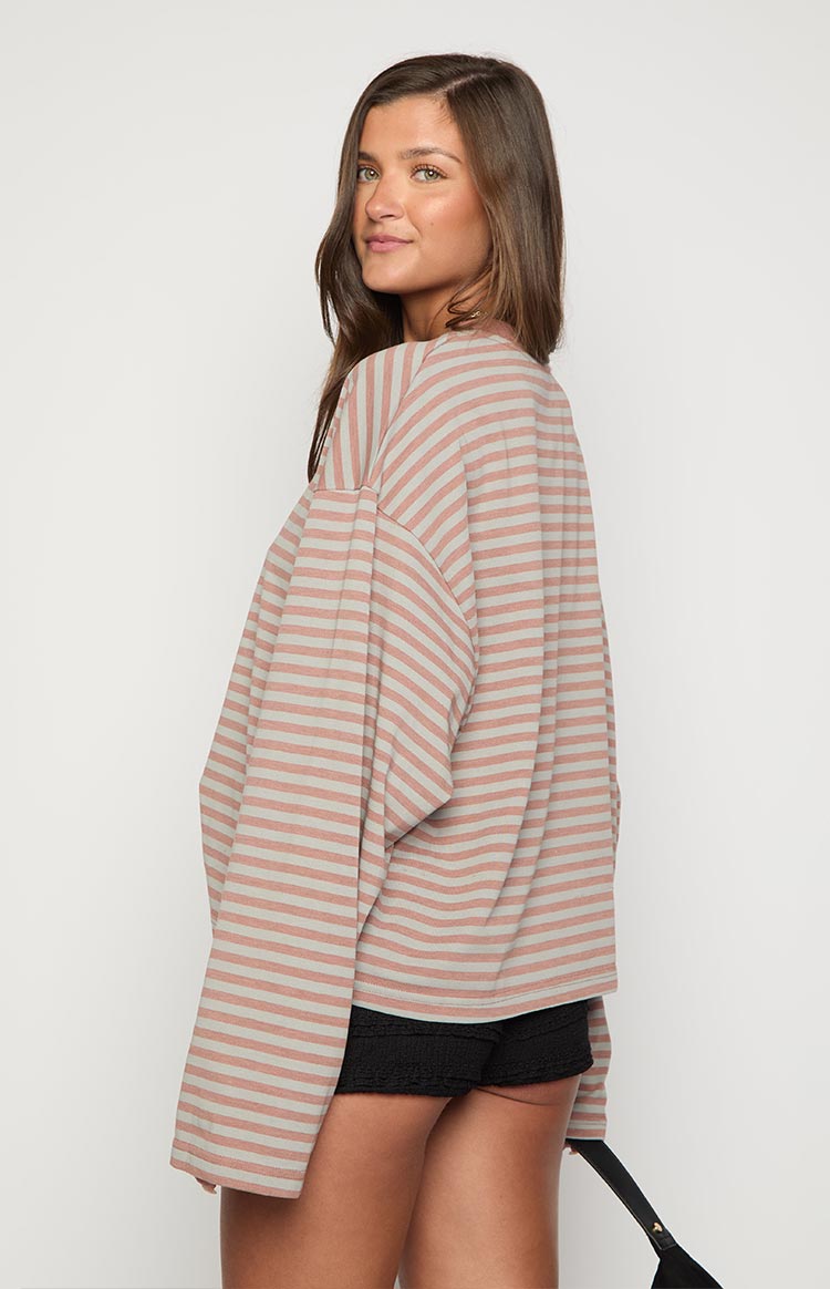 Lioness Bloom Muted Pastels Stripe Long Sleeve Top Image