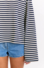 Lioness Bloom Navy Stripe Long Sleeve Top Image