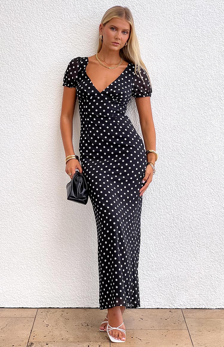 Lovella Black Polka Dot Maxi Dress | Beginning Boutique NZ Lovella Black Polka Dot Maxi Dress | Beginning Boutique NZ