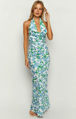Marcella Blue Floral Formal Maxi Dress Image