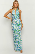 Marcella Blue Floral Formal Maxi Dress Image