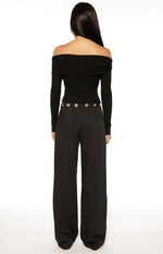 Marlin Black Off Shoulder Long Sleeve Top Image