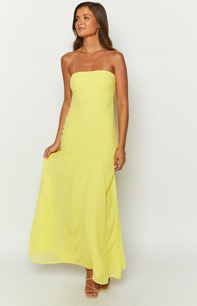 Myka Yellow Strapless Maxi Dress Beginning Boutique NZ — free download