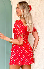 Danyal Red Polka Dot Mini Dress Image