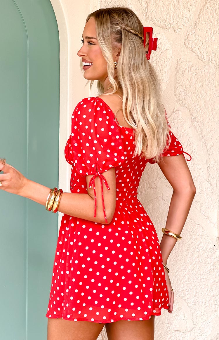 Danyal Red Polka Dot Mini Dress Image