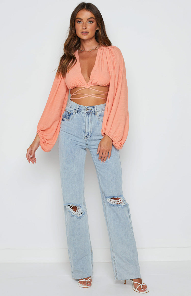 Nikki Tie Up Top Peach Image