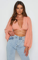 Nikki Tie Up Top Peach Image