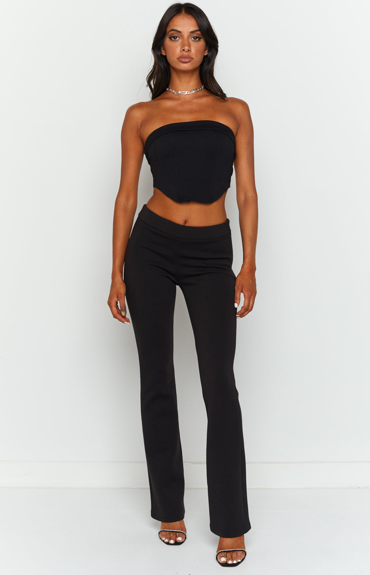 Noela Black Low Rise Pants | Beginning Boutique NZ