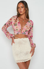 Olympia Cream Crochet Mini Skirt Image
