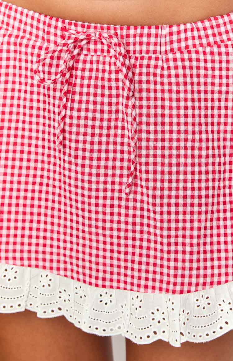 Ottilie Red Gingham Mini Skirt Image