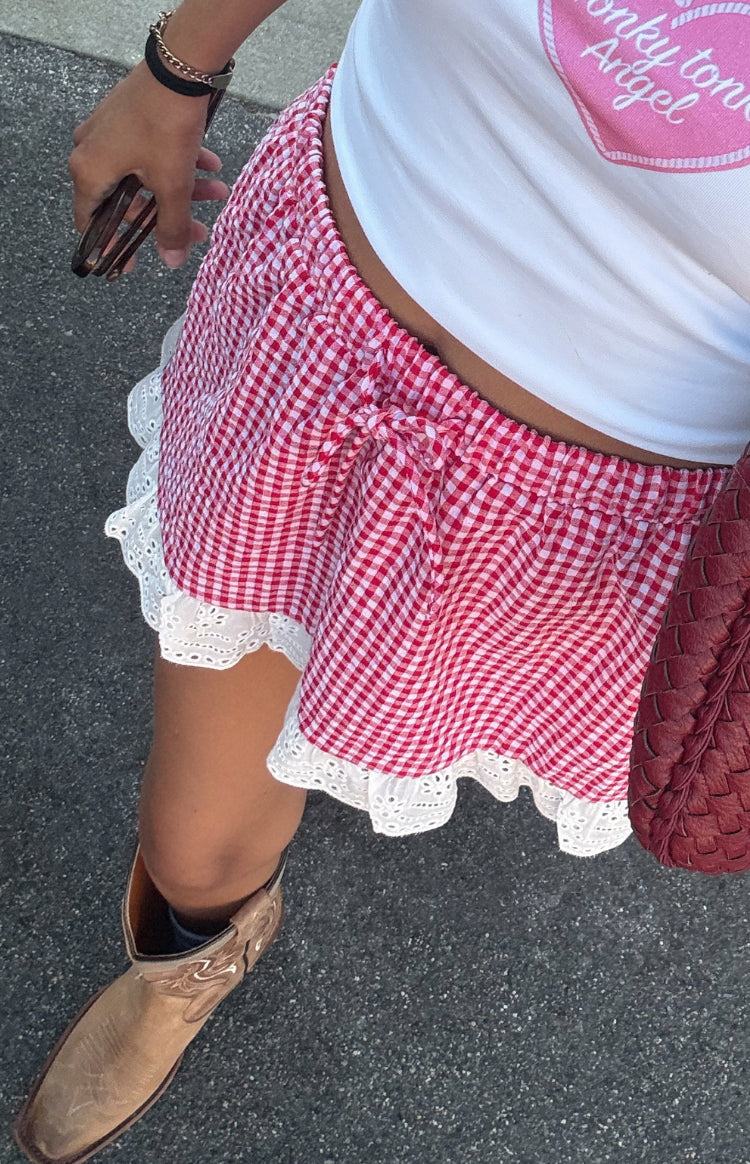 Ottilie Red Gingham Mini Skirt Image