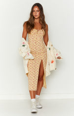 Paloma Yellow Floral Midi Dress Image